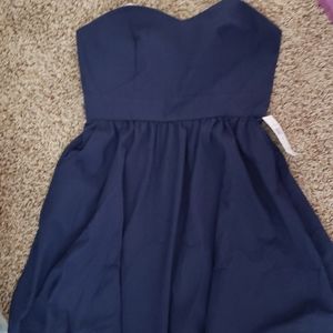 NWT Lauren James strapless Navy dress Sz L